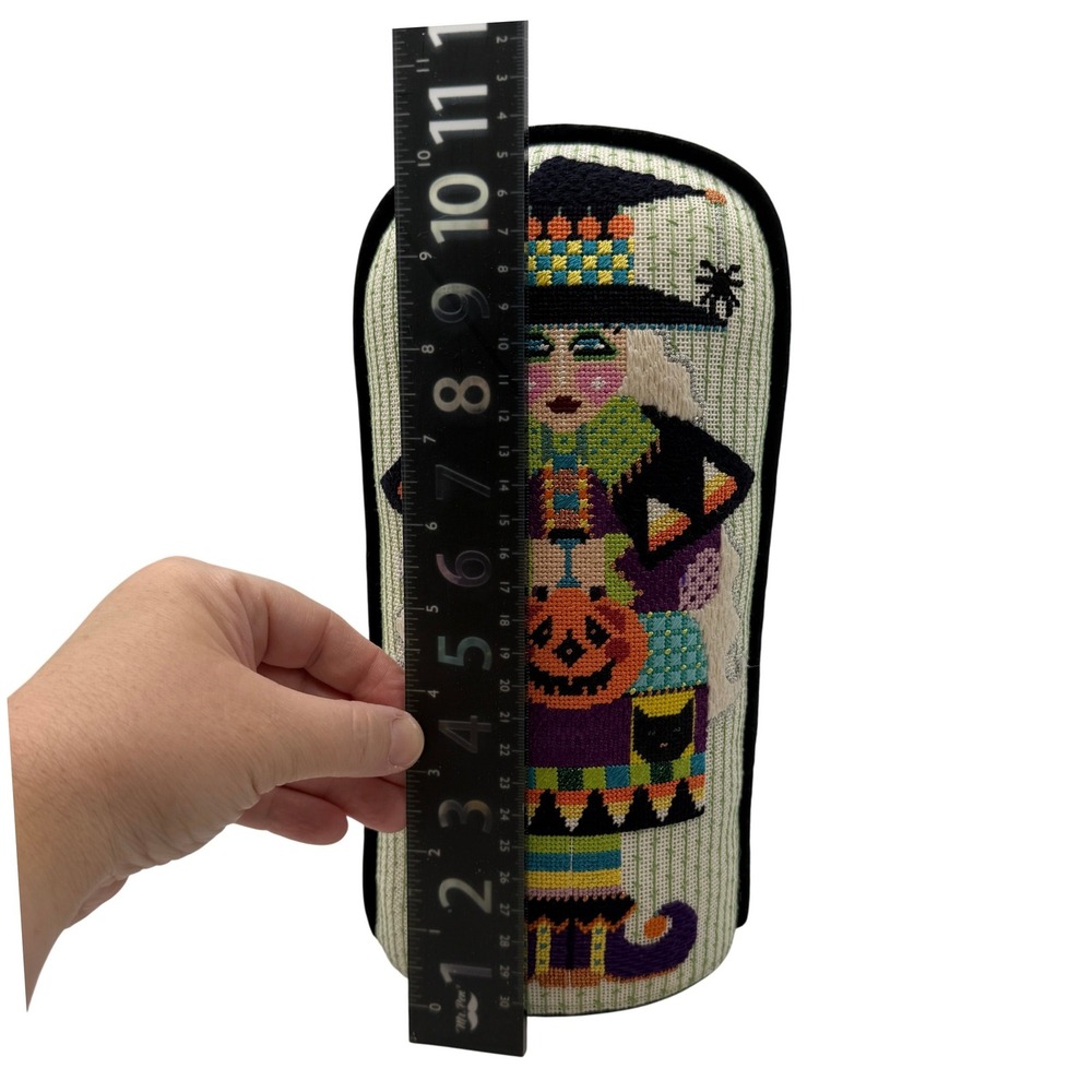 Shelly Tribbey Needlepoint Halloween Witch Shelf Sitter Finished Handmade 2015 - Picture 9 of 11